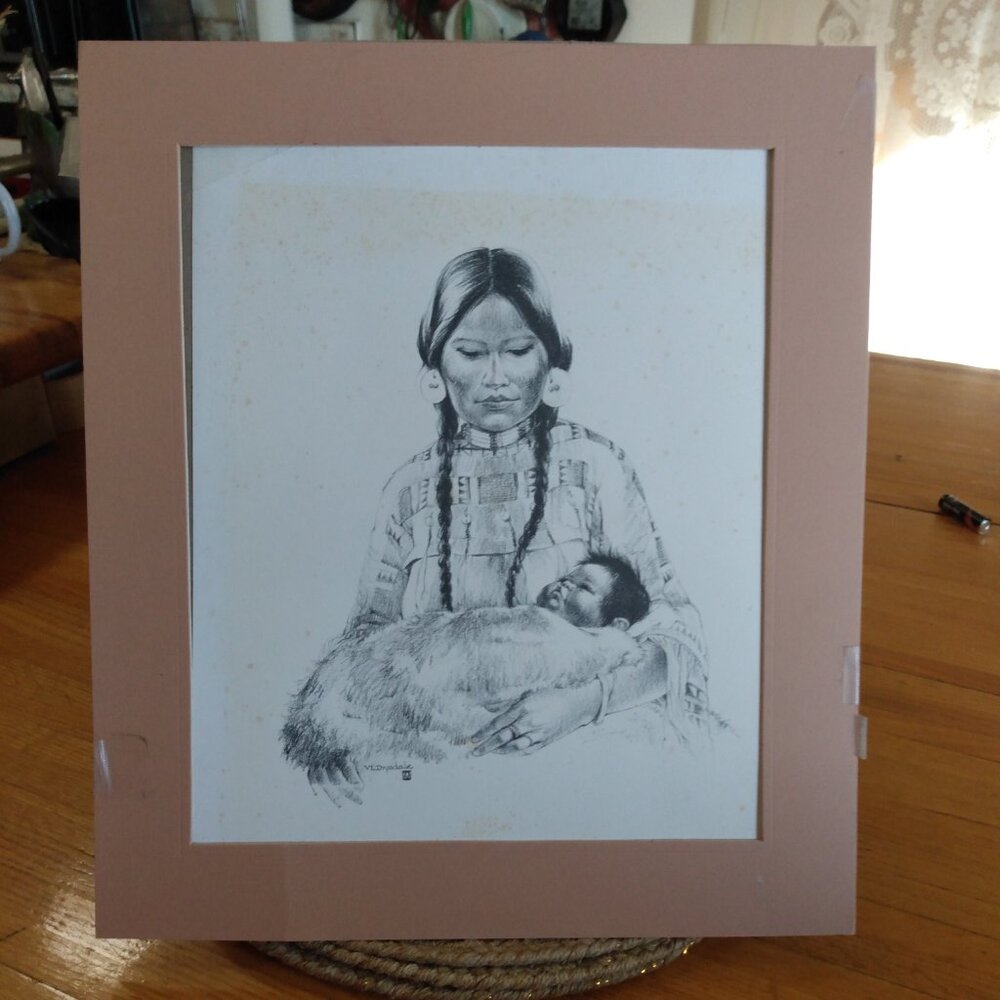 **READ** Vintage Vera Louise Drysdale Native American Mother and Child Print